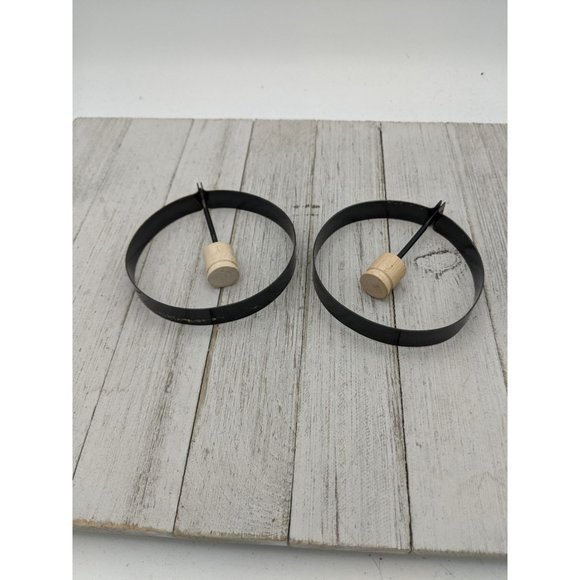 Set of 2 Metal Round Circle Fried Egg Ring Pancake Mold Wood Handle - Picture 1 of 3